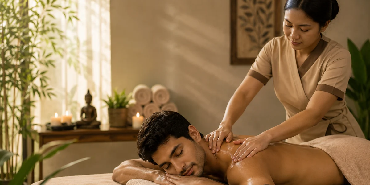 Professional massage treatment setting
